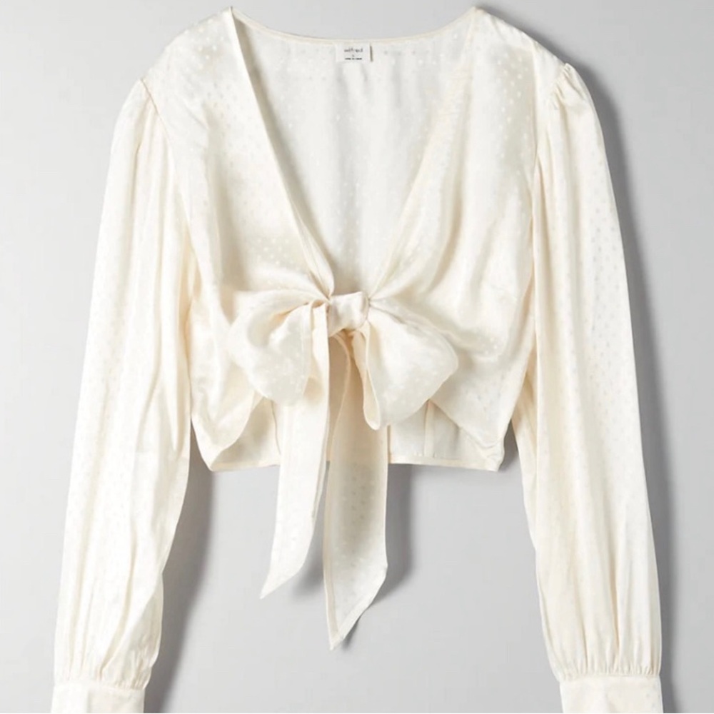 Aritzia Wilfred Vivi White Formal Wedding Prom Grad party Cropped Blouse Sz 2XS